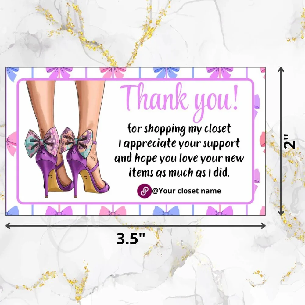 120 Pack Hight Heels Personalized Thank You Cards & Stickers